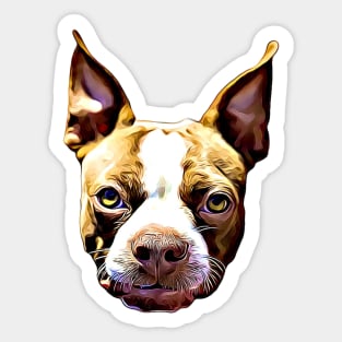 Boston Terrier Gift Ideas Cartoon Boston Terrier Face Sticker